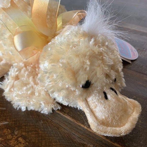 Dan Dee Soft Expressions Easter Friends Yellow Duck with Tags Bow Weighted Lovey - Picture 6 of 7